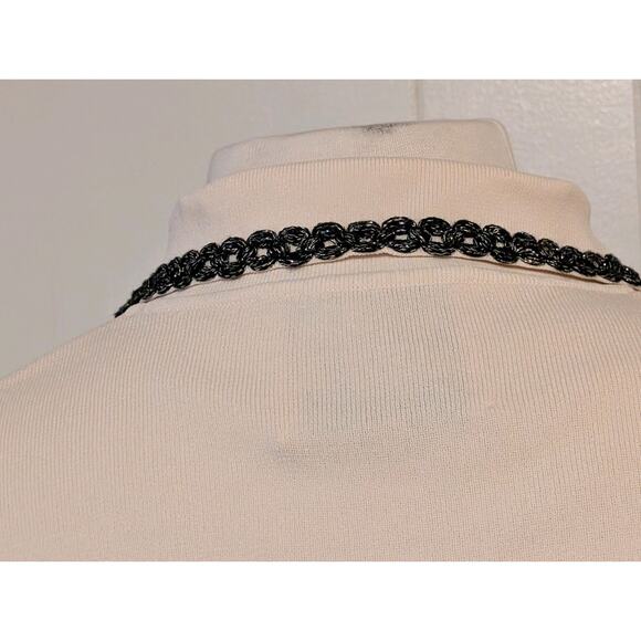 Alexia Armor Brianna Biege Women's V Neck Polo L Pointed Collar Short Slv Trim - Picture 8 of 14